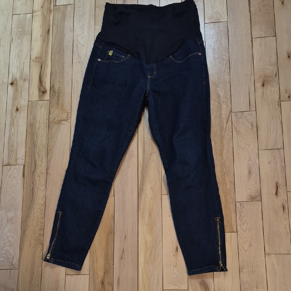 Yoga Jeans Women's Size 29 Maternity Dark Blue Jean Leggings with Overband Waist